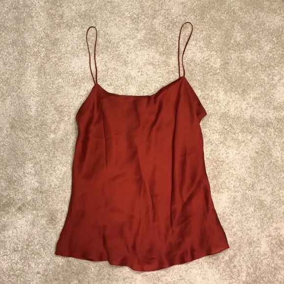The Row Tops - The Row Women's Red Biggins Silk Cami Tank Top L